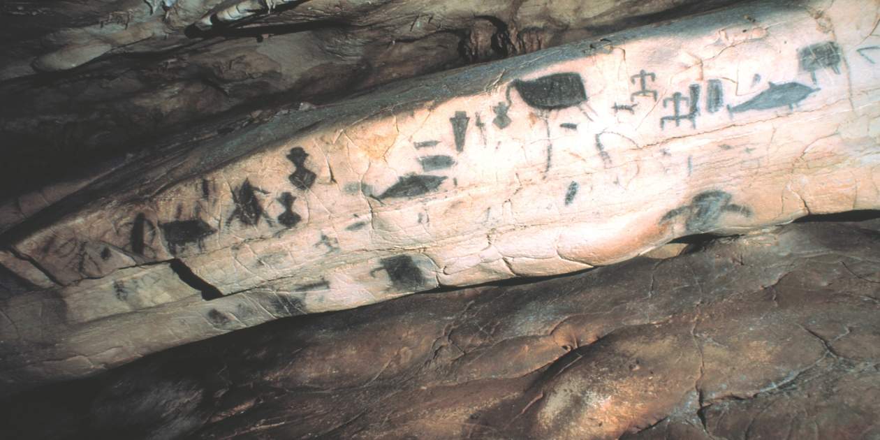 L'immagine mostra un particolare della Grotta del Genovese di Levanzo
