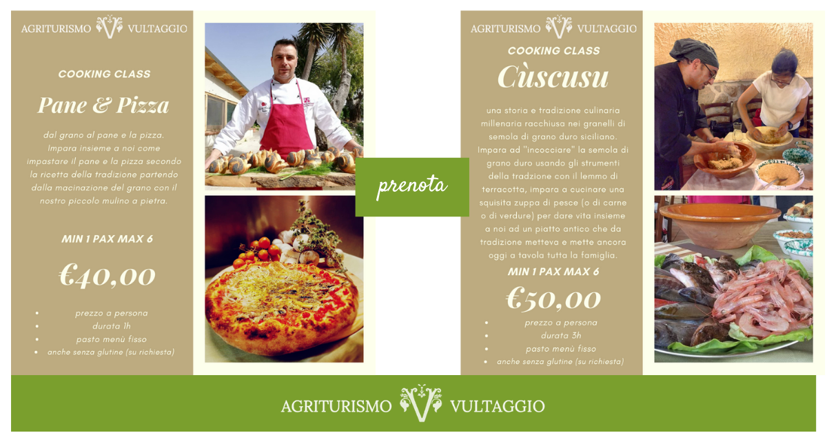 Descrizione corsi di cucina durante vacanze Glamping in Sicilia: pane, pizza, pasta, couscous, conserve